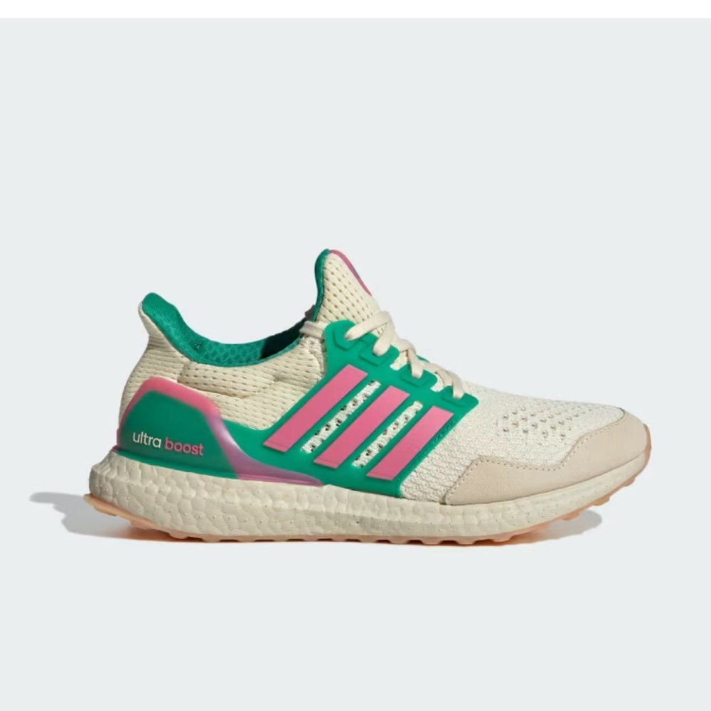 adidas Ultra Boost Athletic Shoes in Cream, Green & Pink
